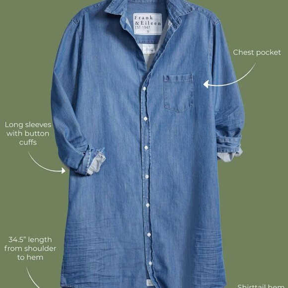 Frank & Eileen Long Sleeve White Shirt Dress. Size Small - Picture 3 of 5